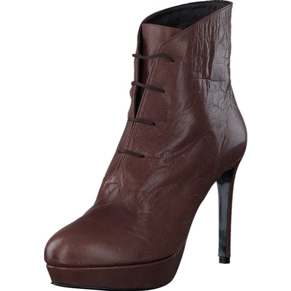 Rodebjer Shoes - Rodebjer Brown Leather Lace Up Booties